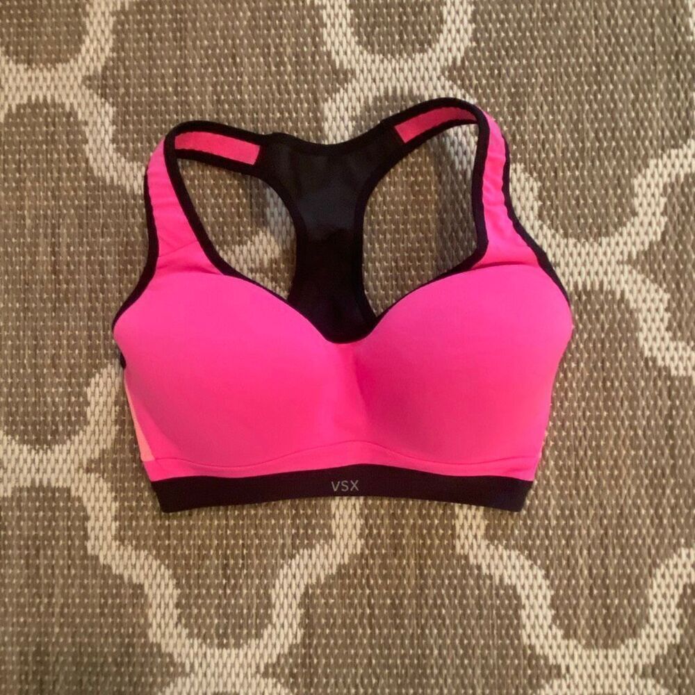 Victoria's Secret Hot Pink and Black Racerback Sports Bra